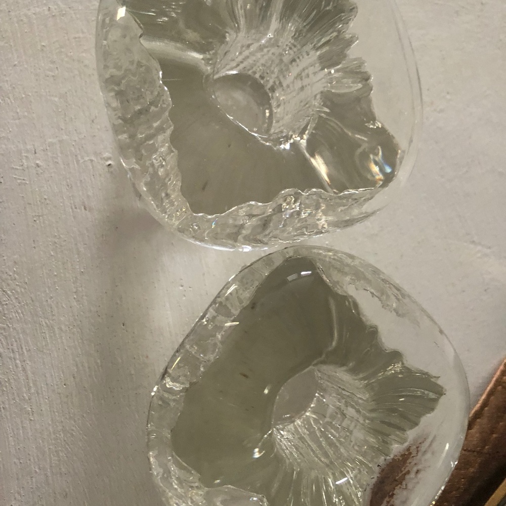 Pair of Kosta Boda mushroom candle holders